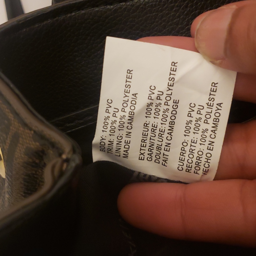 Anne Klein Elegant Black and Brown Mini Backpack Gold Drawstring Snap Closure - Picture 9 of 17